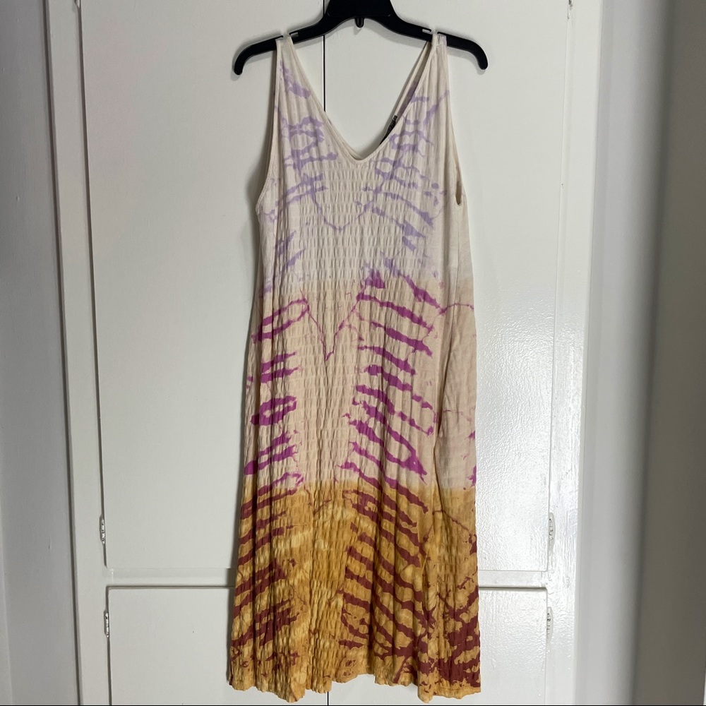 Tie-dye ombré beach boho dress with pockets SZ S
